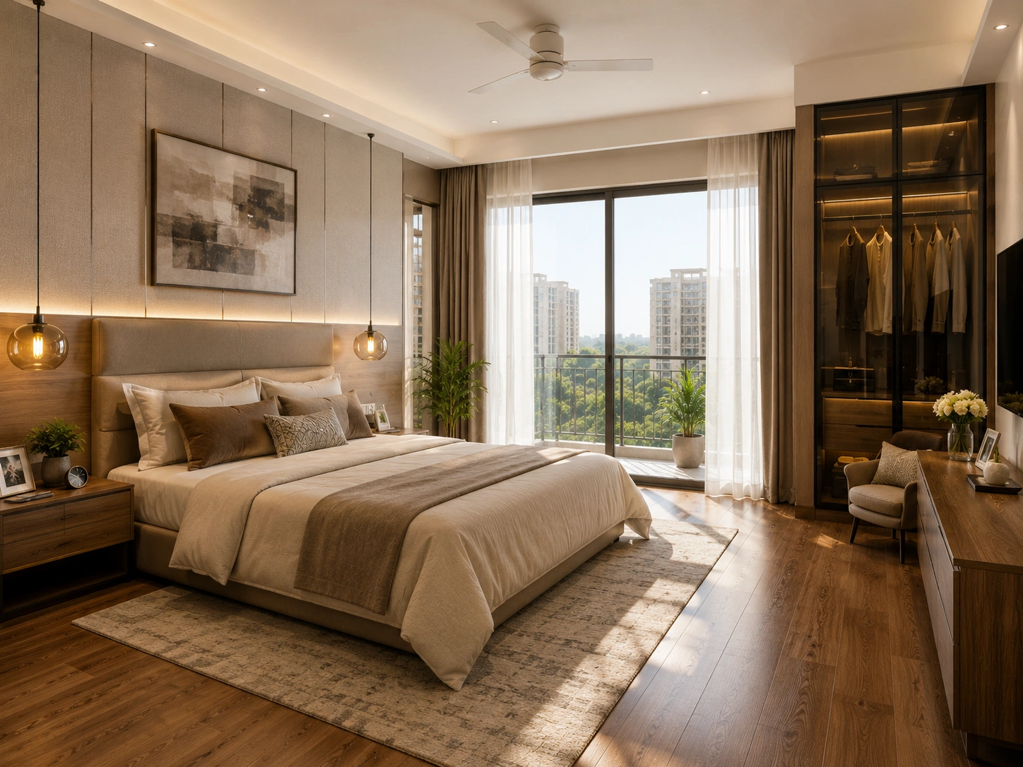 Master bedroom in a 4 BHK residence at The Alturaa